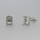 Sterling Silver Semi Mount Earrings Setting Emerald 7x5mm Women Stud Jewelry
