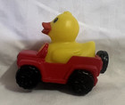 Yellow Rubber Duck In A Red Squeaking Jeep Ducking 2 8  Dashboard Ornament