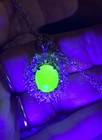 Silver Vaseline Uranium Glass Pendant Necklace