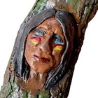 Vintage 1970   s Original And Signed Native American Indian Chalk plaster Artwork