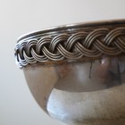 Vintage Silver Plate Metal Bowl With Woven Rim