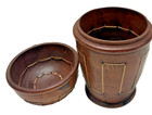 Handcrafted Wood Lidded Box Brass Inlay Jar Turned Container 6 25    Accent Decor