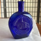 Clevenger Bros Blue Glass Bottle - Mouth Blown - Reformed Church Of Keyport Vtg
