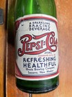 Vtg Green Glass Pepsi Cola Paper Label Soda Bottle Socorro N m  16 