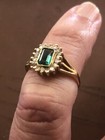 Estate Vintage 14k Yellow Gold  Emerald   Diamonds Ring Size 6 5  2 6 Grams