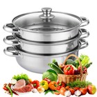 Toque Stainless-steel Steamer Meat Vegetable Cookware Kitchen Pot Tool 3 Tier Us