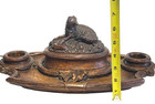 Antique German Black Forest Carved Wood Fox Inkwell