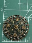 Vintage Victorian Marcasite Openwork Flowerlarge Metal Button
