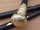 Vintage Nautical Solid Brass Designer Handle Wooden Walking Stick Cane 36 Inch 