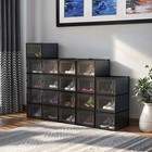 24 Pcs Shoe Storage Box Stackable Large Black Air Vent Sneakers Rack Clear Case