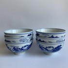 Chinese Jingdezhen Porcelain Blue white Set Of 6 Rice soup Bowls Marked