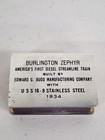 1933-34 Chicago World Fair Burlington Zepher Train Record Metal Matchbox Cover