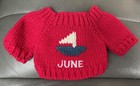Vintage Monthly Knitted Doll   Teddy Bears Sweaters June July August Lot Of 3