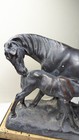 Vintage Bronzed Horse Large Plaster Statue Mare And Foal Impressions By Mario