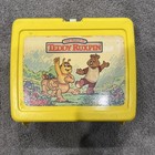 Vintage Lunch Box Teddy Ruxpin Yellow Plastic With Thermos Wendys Extra Cup 1986