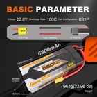Gens Ace G-tech Advanced 6800mah 22 8 V 100c 6s Hardcase Lipo Battery Ec5 Plug