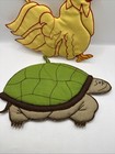 Vintage Set Of  2 Turtle   Rooster Pot Holder Hot Plate Holder 10l X 6   w