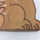 Vintage Folk Art Wooden Puff Kitty Cat Hand Painted Signed   Dated