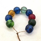 Lot Antique Trade Beads Czech Carved Glass Melon Vintage Strand Vaseline