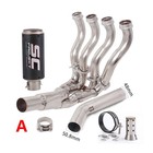 Full Set Exhaust Front Mid Pipe Carbon Muffler For Suzuki Gsxr 600 750 2006-2007