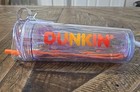 New 2025 Dunkin 24oz Insulated Tumbler Acrylic Orange With Straw Brush Cleaner 