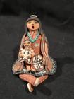 Carol Lucero Gachupin Nat Am Jemez Pottery Storyteller Doll W  Child And Doll 