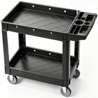 Utility Service Cart  2 Shelf 550lbs Heavy Duty Plastic Rolling Utility Cart   