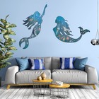 2 Pack Metal Mermaid Wall Art Rustic Bathroom Hanging Mermaid Wall Decor Blue   