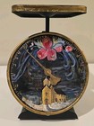 Antique Primitive Kitchen Scale Hand Painted Folk Art Blue Flowers