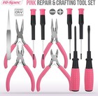 11pc Pink Womans Hand Tool Kit Set With Pliers  Cutters   Precision Screwdrivers