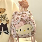 Pink Leopard Print Cat Plush Mini Backpack 19cm Furry Backpack With Pendant 
