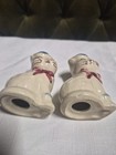 Porcelain 1940s Shawnee Pottery Salt   Pepper Shakers Set  White Cats With Bows