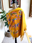Mexican Otomi Style Embroidered Warm Fringed Shawl Wrap 75 X 26 - Made In Mexico