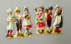 1880s Miniature Men   Women Antique Victorian Die Cut Embossed Scrap