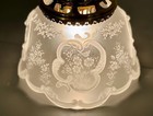 Antique Acid Etched Glass Lamp Shade W  Brass Fitter Floral Scroll Pattern 7 75   