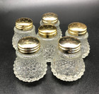 Vintage Mini Cut Glass Salt And Pepper Shakers Set Of 6 In Excellent Condition