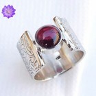 Red Garnet Gemstone 925 Sterling Silver Ring Handmade Jewelry Ring For Gift