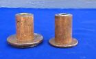 2 Vintage Wooden Yarn Spools Bobbins Textile Mill Industrial Antique Candlestick