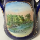 South Haven Michigan Mi Antique Scene River Souvenir  China Cobalt Trinket Vase