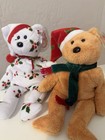 Ty Holiday Teddy Beanie Babies 1998   2003 Christmas Bears Set Of 2 W  Tags