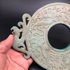 Old Chinese Han Dynasty Turquoise Carved Dragon Phoenix Fengshui Yubi  464