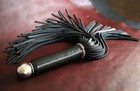 Super Heavy Flogger  2 4mm Thick Full Grain Horween Leather  80 Falls  Black