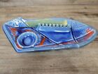 Vtg California Pottery Cal Style Usa Ashtray 14  Large Drip Glaze Retro Mcm E38