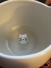 Kitty Cat Faced White Ceramic Coffee Mug Cup With A Little Mouse   In The Bottom