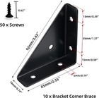 10 Pcs Angle Corner Bracket  2 55 X 2 55   Black Metal Triangle Shelf Bracket Fo