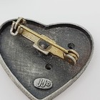 Jj Jonette Floral Heart Butterfly Brooch Pin  Jewelry Small Box Pewter