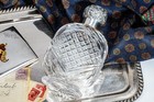 Stunning Edwardian Antique Cut Crystal Perfume Cologne Bottle Sterling Silver