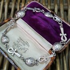 Vintage Egyptian Solid Silver Bracelet  Purity 900 Silver  Scarab And Cross 