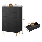 Black 5 Drawer Dresser Chest Drawers Wooden Clothes Storage Bedroom Furniture