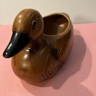 Vintage Ceramic Duck Planter Brown Mcm Cottage Cabin Home Decor 1960s Unused